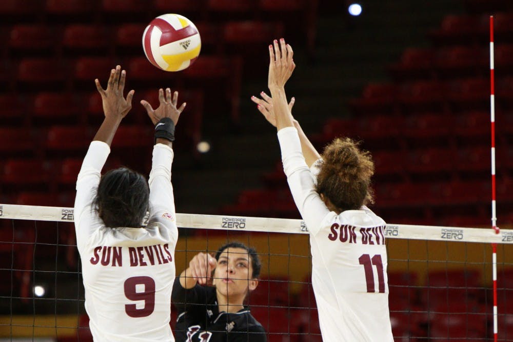 against Texas Southern Saturday, Sept. 19, 2015 at Wells Fargo Arena in Tempe. The Sun Devils defeated the Lady Tigers three games to none (25-15, 25-17, 25-8).
