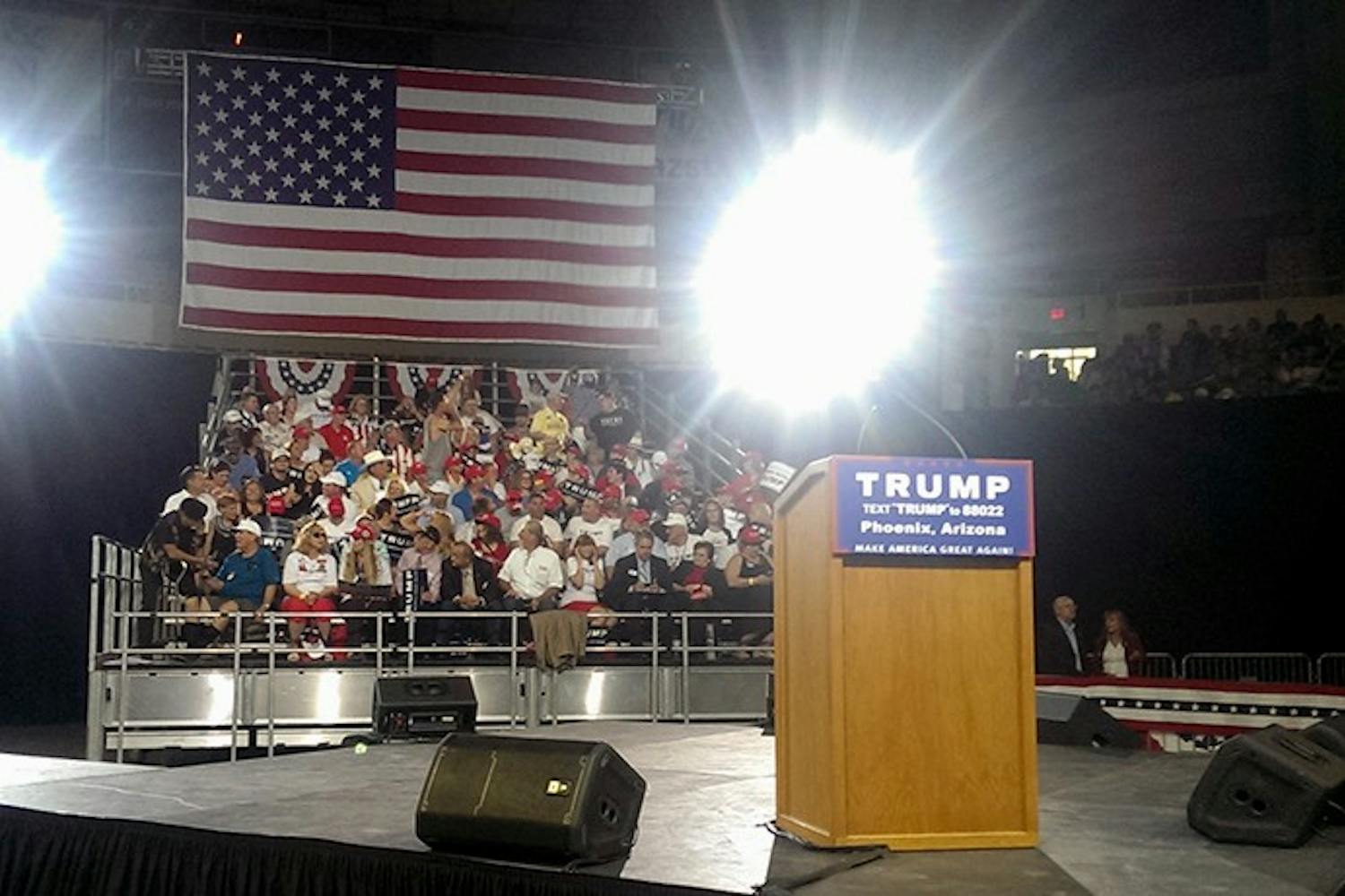 Presumptive GOP nominee Donald Trump took the stage at the&nbsp;Arizona Veterans Memorial Coliseum on Saturday, June 18 to address supporters at his fourth Arizona campaign rally.&nbsp;