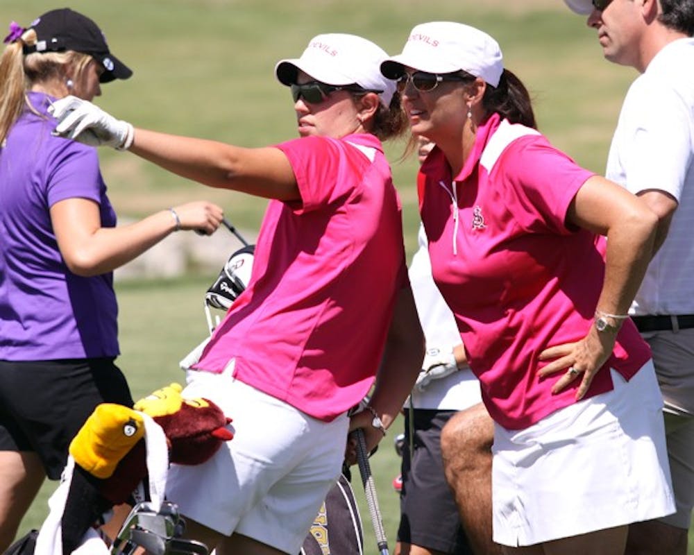 Giulia Molinaro points down the course in the PING/ASU Invitational on April 2, 2011. Molinaro is averaging her best per-round score of her career and plans to turn professional after this season. (Photo courtesy of Steve Rodriguez)