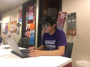 Kevin Ho works to plan events for Asian/Asian Pacific American Students' Coalition on March 28.