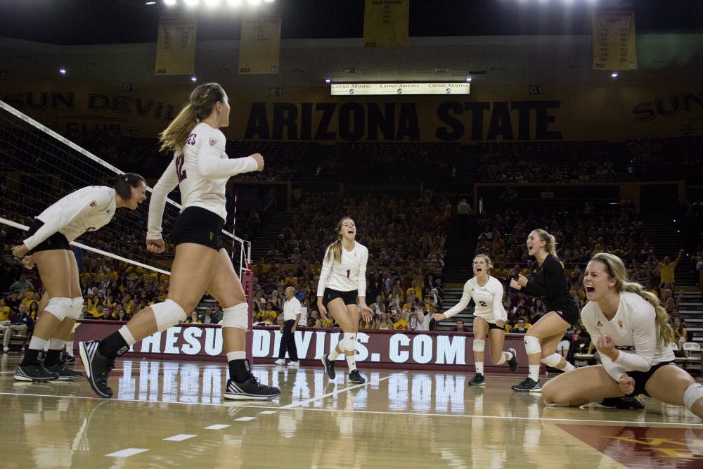 No. 7 ASU women's volleyball gains a Territorial Cup point in win over