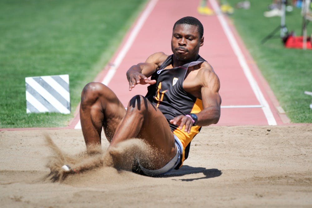 Senior Ben Trotter makes a successful attempt in long jump competition for ASU&nbsp;track and field&nbsp;at the 2016 Baldy Castillo Invitational at Sun Angel Stadium in Tempe, AZ on Saturday, March 19, 2016.