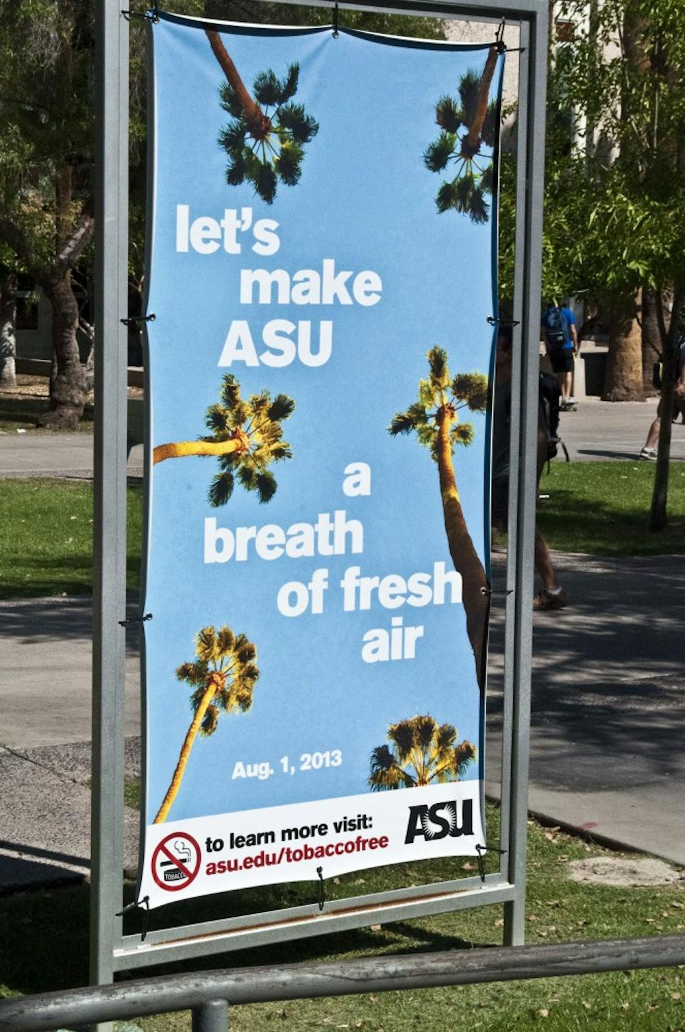 ASU's smoking ban not only affects smokers, but users of all types of tobacco. Smokeless tobacco has also been banned, and this brought on a mixed reaction from students. (Photo by Katie Dunphy) 