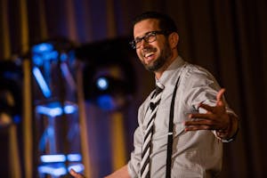 Tomás Stanton, founder of Phonetic Spit, performs his original works of spoken-word poetry at ASU's Center for the Study of Race and Democracy.
