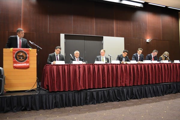Legislative candidates debate topics regarding the future of Arizona. Candidates hope to win ballot votes in the Nov. 6th election. (Photo by Kurtis Semph)