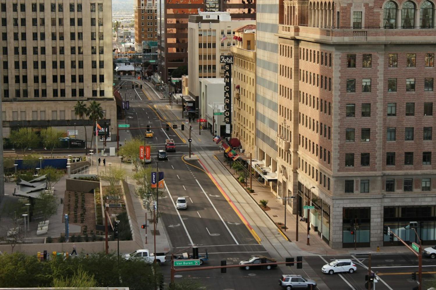 A view of the San Carlos Hotel from University Center on Arizona State University downtown campus on Jan. 23, 2015 in Phoenix, Arizona. Street harassment is a common and real struggle for any woman going about her business in an urban environment. 