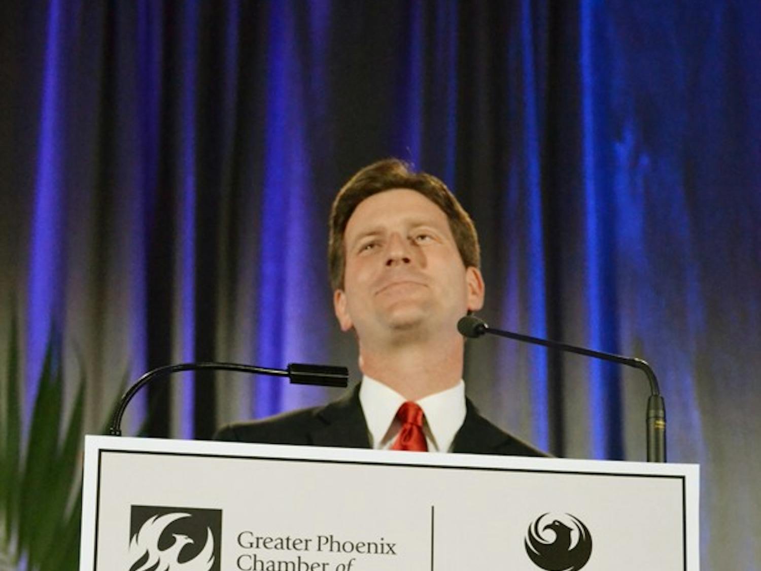 Phoenix Mayor Greg Stanton delivered his State of the City address at the Phoenix Convention Center on April 11, 2012. (Photo by Mackenzie McCreary)