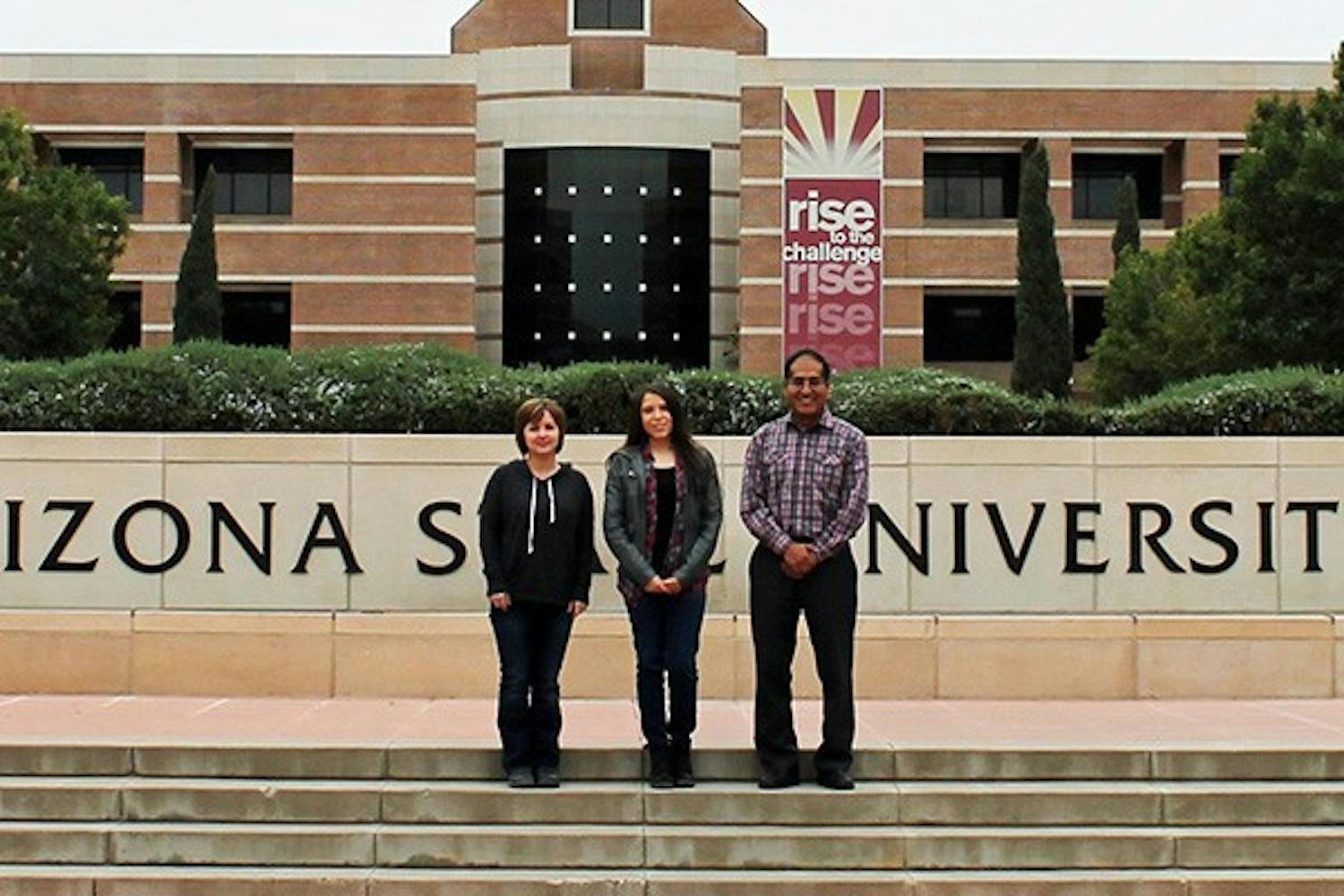 Tara Tucker, Lisa Tsosie and Dr. Yasin Silva (right to left) worked together to create a cyberbullying detection app called BullyBlocker. (Photo Courtesy of Dr. Yasin Silva)