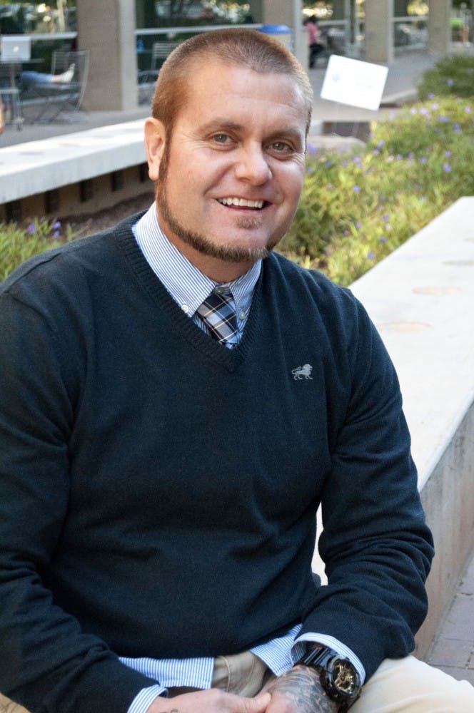 Brett Chappell, a former Navy Seal, divides most of his time between teaching and being a full-time student at ASU. Chappell is a graduate secondary education major and is in the Teach for America program. (Photo by Katie Dunphy)