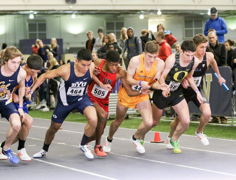 Freshman distance runner Michael Coccia competes in a race in Seattle, Washington in Feb. 2017.