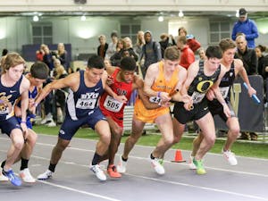 Freshman distance runner Michael Coccia competes in a race in Seattle, Washington in Feb. 2017.