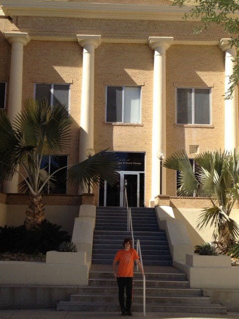 Tom in front of SHESC. 