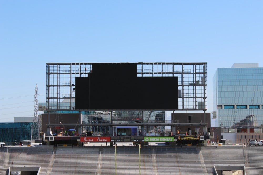 ASU Sun Devil Stadium's new video board is installed on June 1, 2017