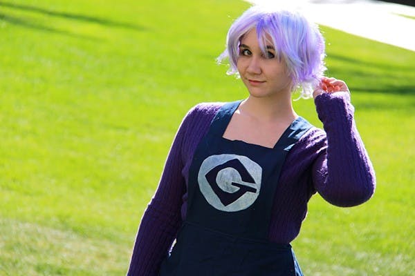 Marketing senior Jennifer Capodiferro, who has been actively involved in the cosplay industry since 2008, wears an evil minion costume from the film "Despicable Me 2." (Photo by Becca Smouse)