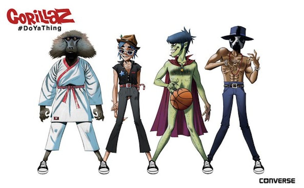 The Gorillaz with James Murphy and Andre 3000. Illustration from nme.com/news/gorillaz/62214.