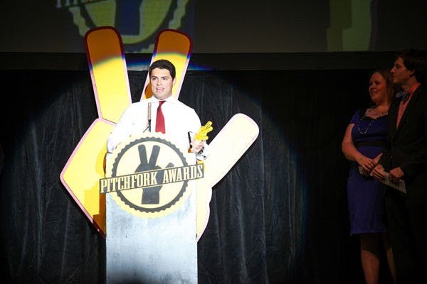 Journalism major Jared Cooper won the award for best Sun Devil Spirit. The Pitchfork Awards celebrates the achievements of students, organizations and other ASU initiatives Thursday at Orpheum Theater in downtown Phoenix. (Photo by Perla Farias)