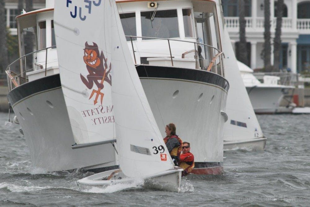 Sparky adorns the team's sail. Photo courtesy of the sailing club.