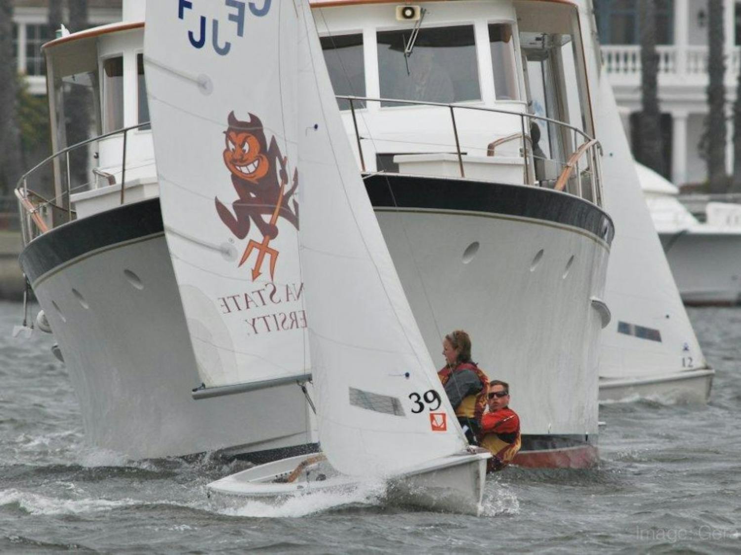 Sparky adorns the team's sail. Photo courtesy of the sailing club.