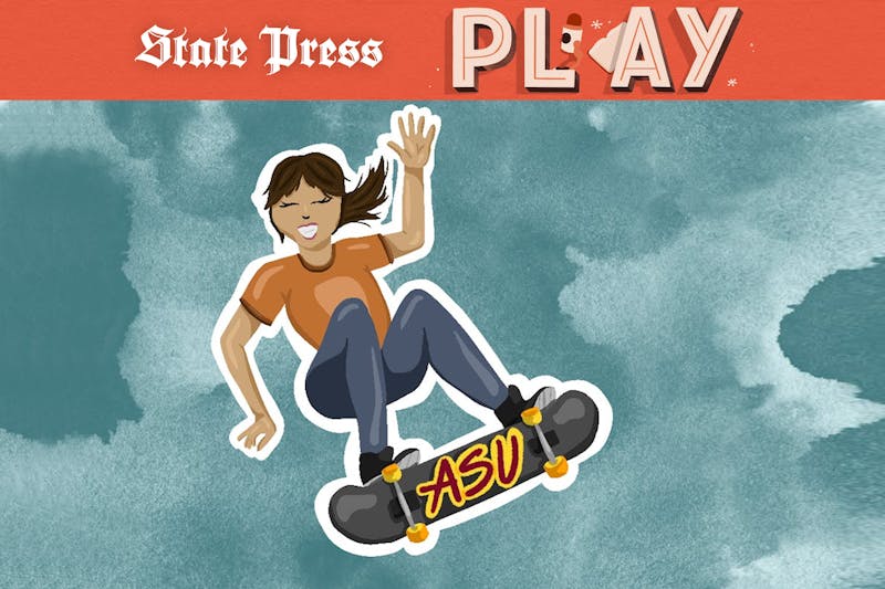 Original "State Press Play." Illustration published on Thursday, Feb. 11, 2021. Additional skateboard theme element added on Saturday, Apr. 6, 2024.