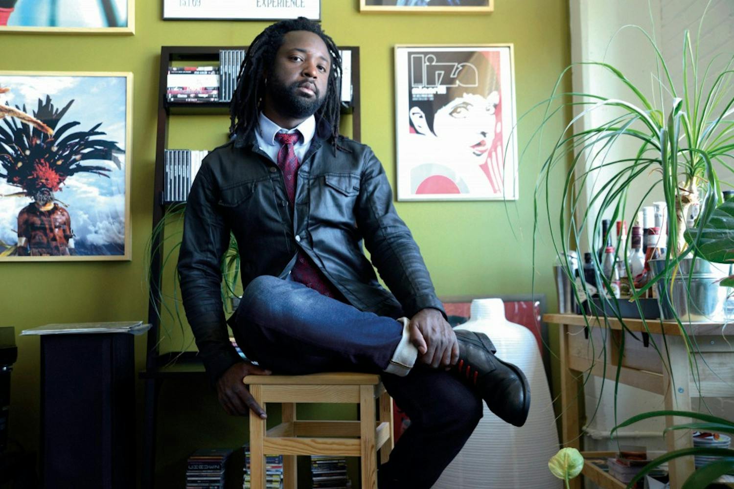 Marlon James poses for photo