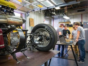 The ASU Formula SAE team prepares for an automotive competition in June 2016. The program focuses on giving engineering students a hands-on experience in designing and building a vehicle.