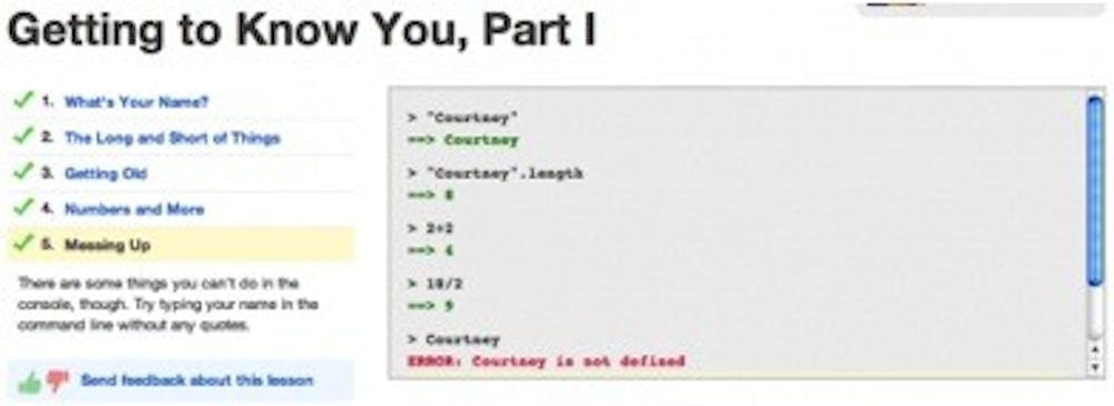 An example of a Codeacademy lesson. Photo from thenextweb.com.