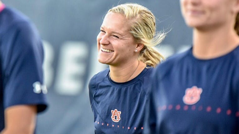 Ashton Brock on the field before a game