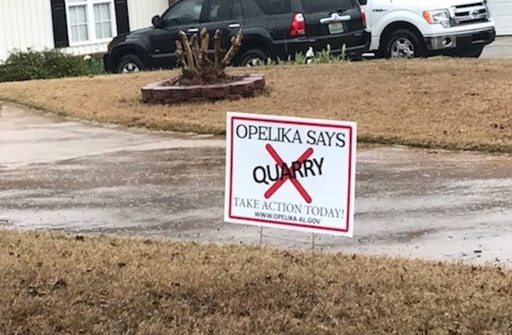 Opelika residents protest the quarry with signs up throughout neighborhoods
