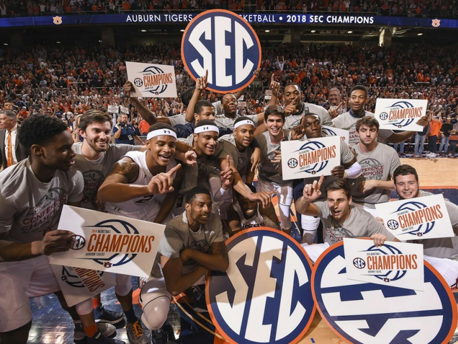 SEC Champions Auburn men's basketball vs South Carolina on Saturday, March 3, 2018, in Auburn, Ala. 