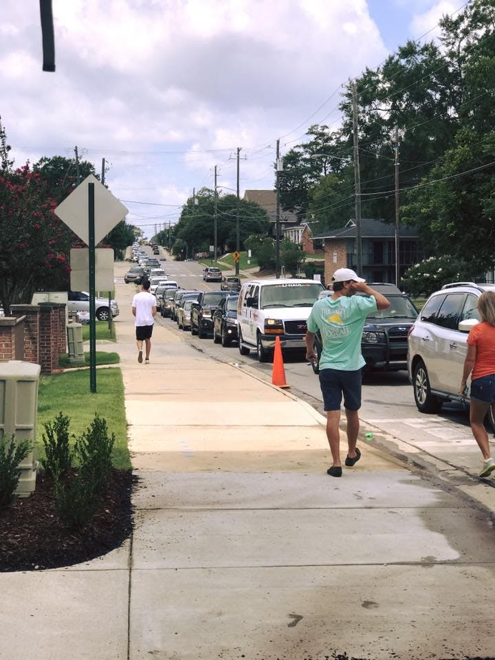 Cars backed up on West Glenn Avenue