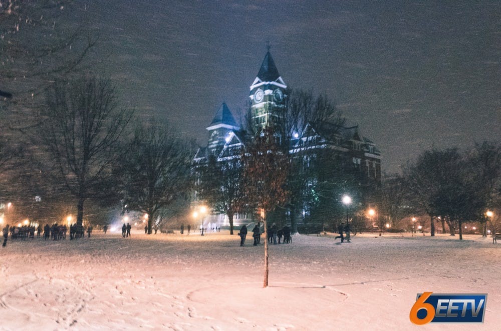 Samford Hall in the snow, January 16, 2018.​