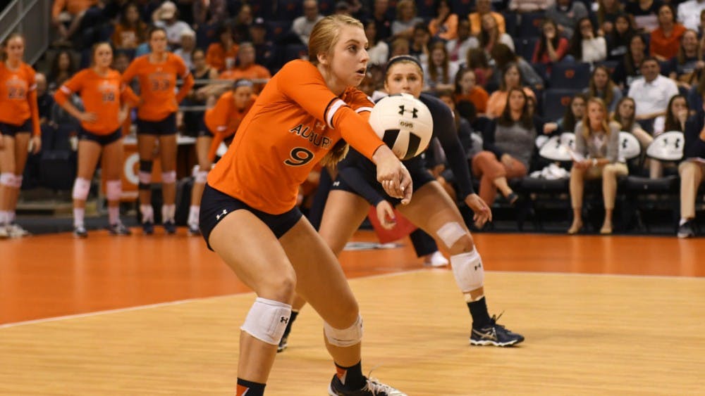 Karis Beasley (9)Auburn Volleyball vs Florida on Sunday, October 22, 2017 in Auburn, Ala.  Anthony Hall/Auburn Athletics