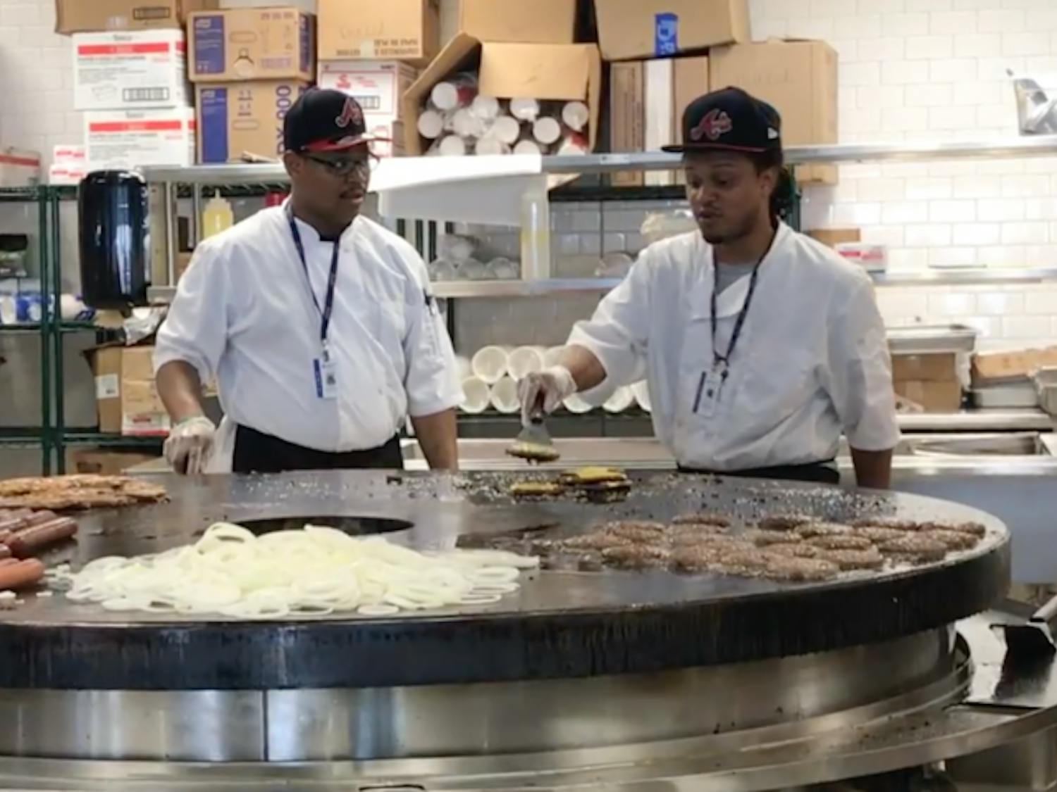 people cooking at braves new stadium