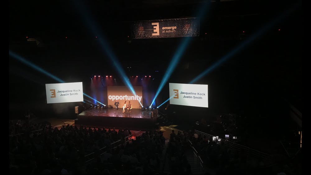 Jeff Foxworthy, Jacqueline Keck and Justin Smith discuss opportunity at the event