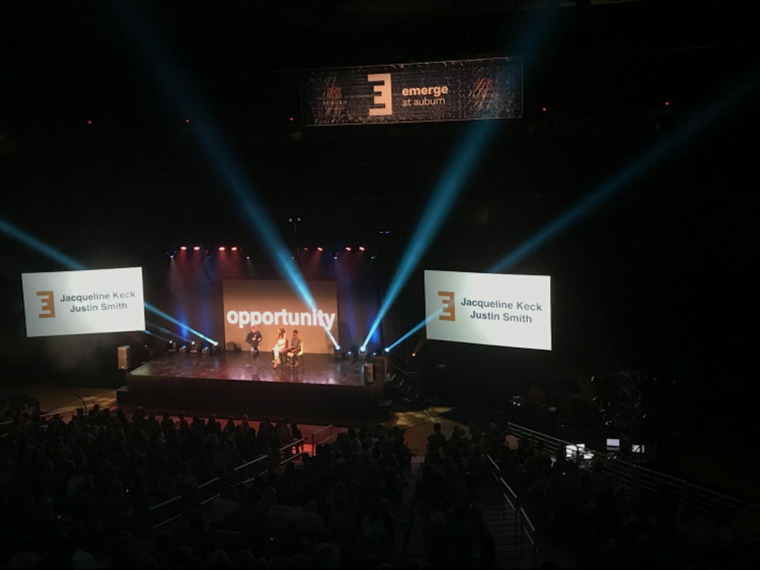 Jeff Foxworthy, Jacqueline Keck and Justin Smith discuss opportunity at the event