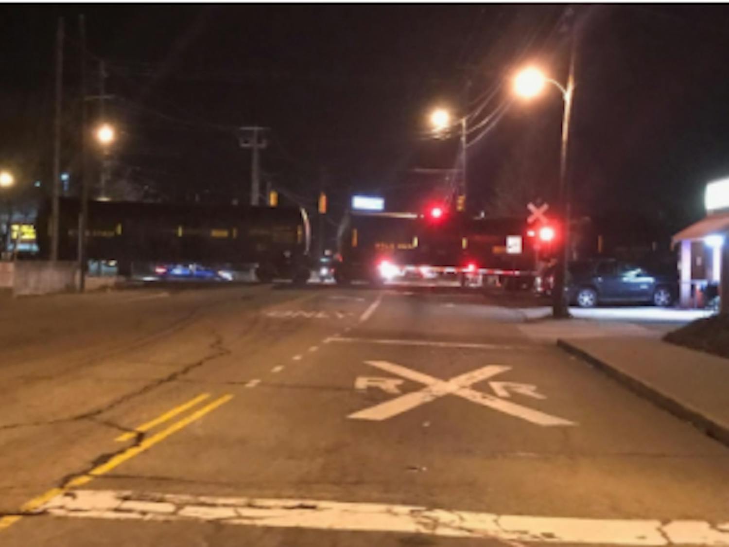 Train crossing intersection