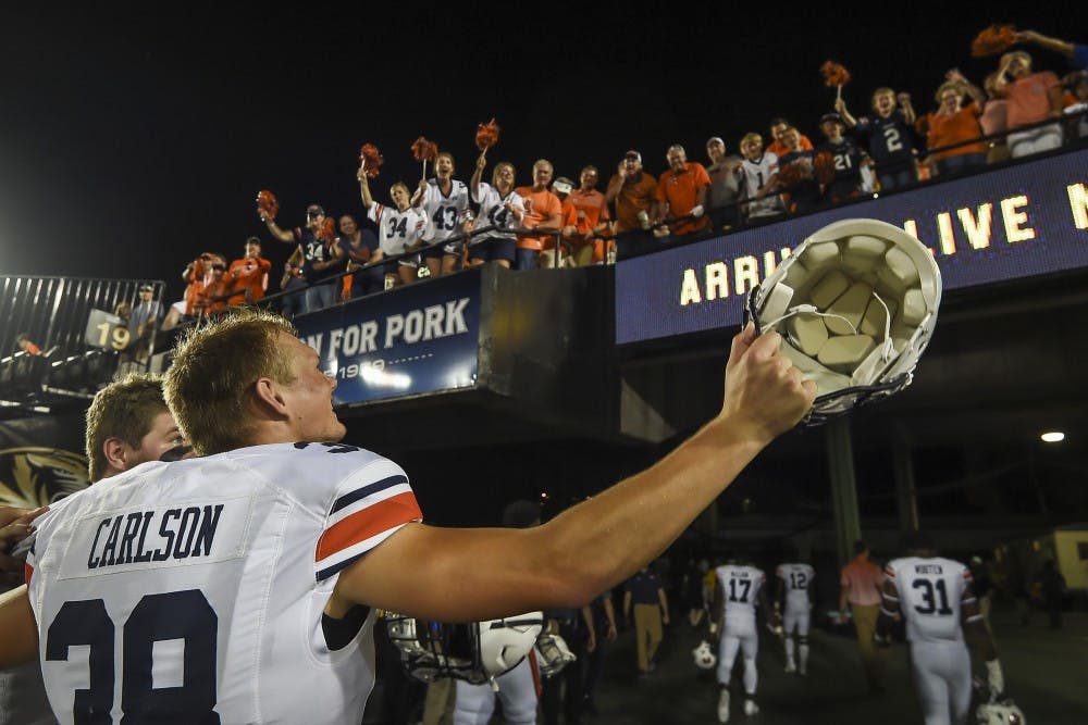 Daniel Carlson (38) Auburn football vs Missouri on Saturday, September 23, 2017 in Columbia, MO. Photo by Wade Rackley/Auburn Athletics