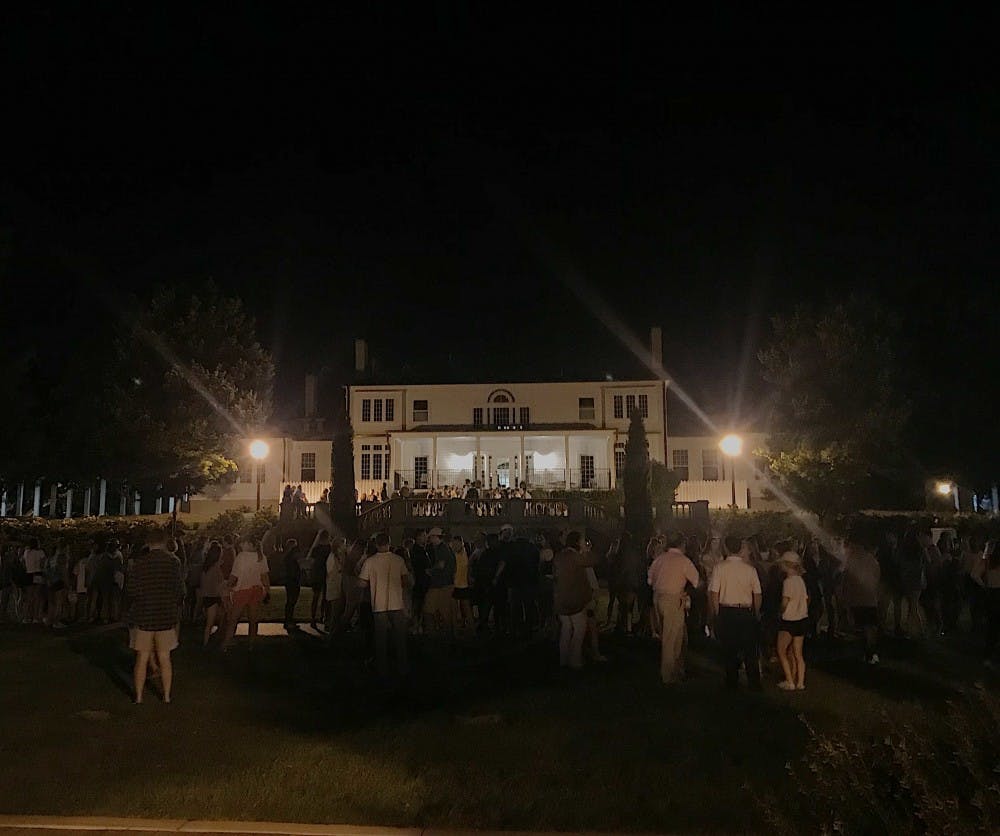 Crowd gathers at call outs for top 5 Miss Homecoming, 8-21-19