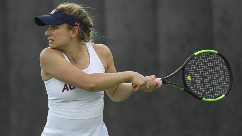 Andie Dikosavljevic Auburn women's tennis vs Texas A&M on Friday, April 13, 2018, in Auburn, Ala. 