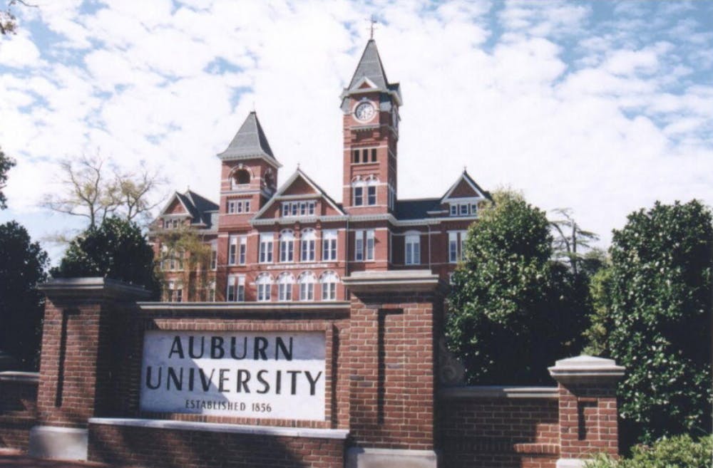 Auburn University sign in front of Samford hall