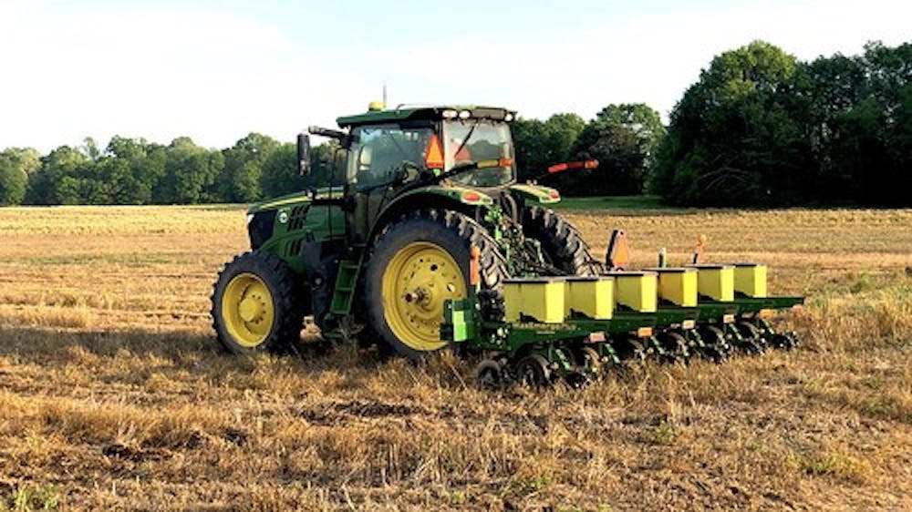 Corn planting continued on schedule this spring at the E.V. Smith Research Center in Shorter, Alabama.