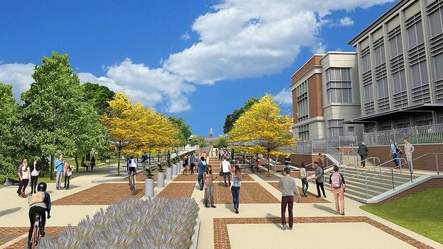 Mell Street Corridor looking toward downtown