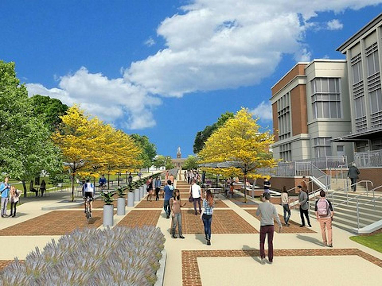 Mell Street Corridor looking toward downtown