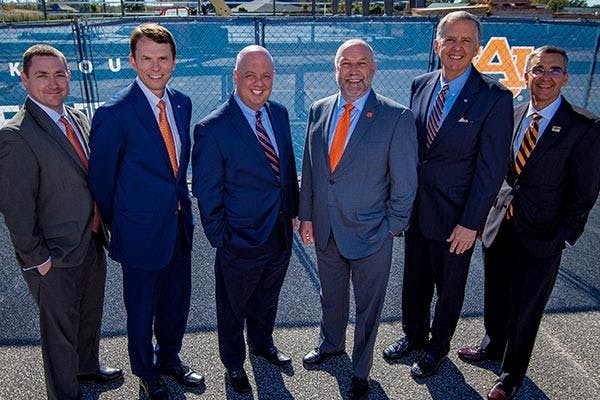Representatives of Delta Air Lines and Auburn University at the event on Friday at Auburn University Regional Airport where Delta Air Lines granted $6.2 million to support numerous programs at Auburn University.