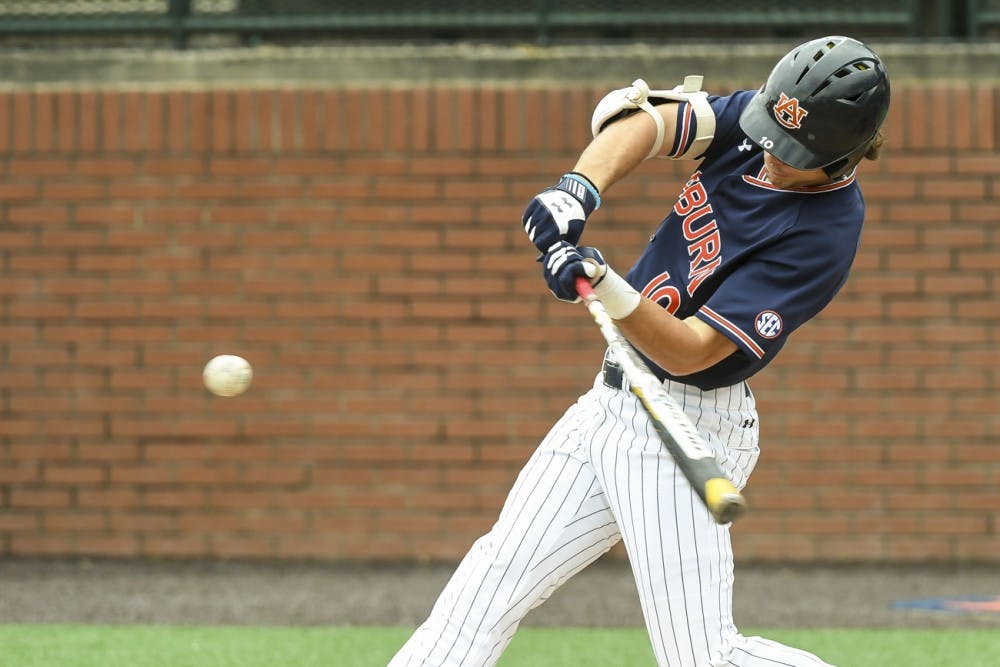 Edouard Julien (10) Auburn baseball vs Mississippi State on Saturday, April 14, 2018, in Auburn, Ala.
