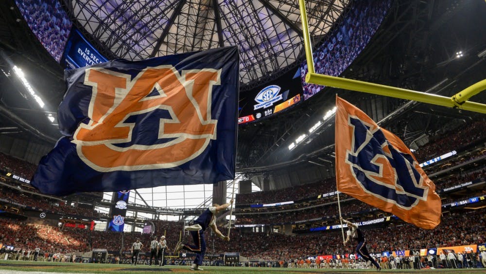 Flags Auburn football vs Georgia during the SEC Championship on Saturday, December 2, 2017 in Atlanta, Ga.