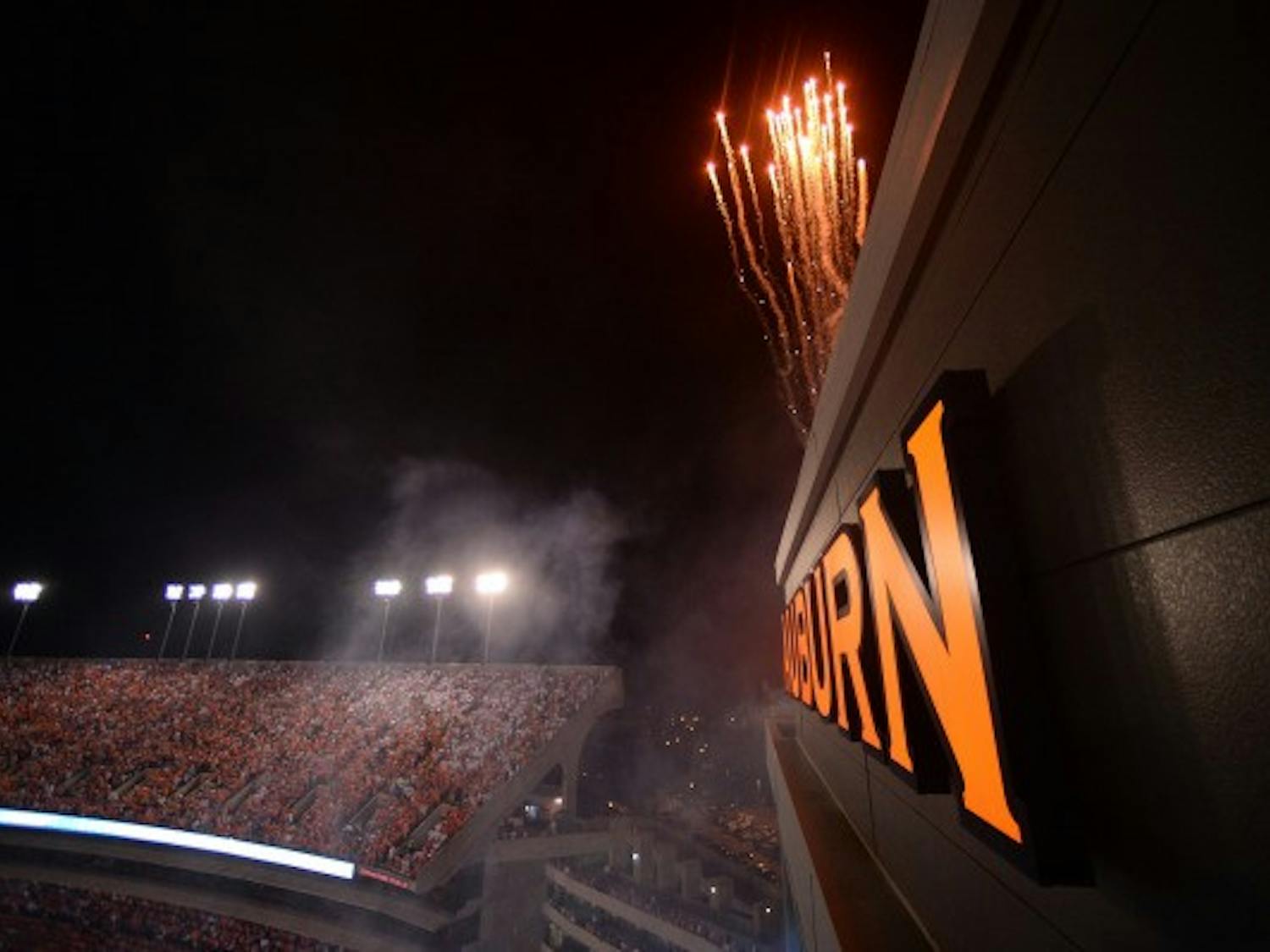Fireworks over the video board