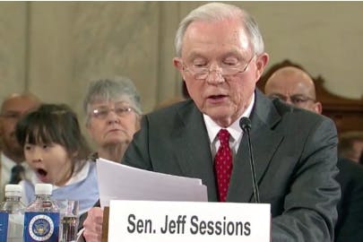 Jeff Sessions at his confirmation hearing for Attorney General​