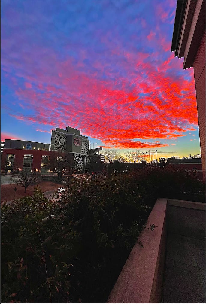 Sunrise over Jordan Hare Stadium