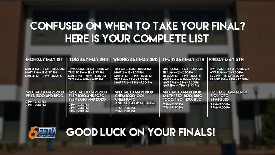 Final exam schedule